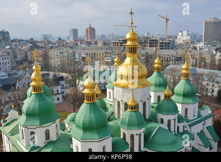 Ancient cathedral in the modern city Kyiv Stock Photo