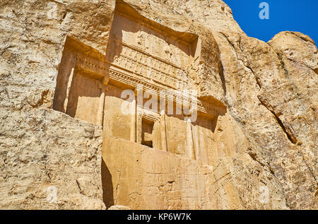 Mausoleum in rock of Naqsh-e Rustam archaeological site, Iran. Stock Photo