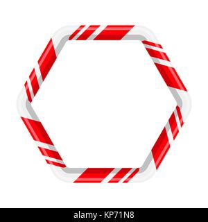 Candy cane hexagon for christmas design isolated on white background Stock Vector