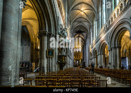 The interior of the gothic Cathedral of Our Lady of Bayeux in the Normandy town of Bayeux France Stock Photo