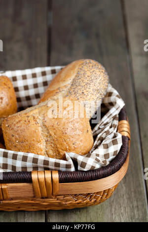 assorted bread in basket Stock Photo