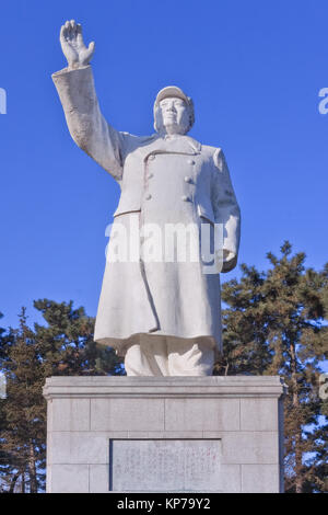 CHANGCHUN-MARCH 9, 2012. White statue of Mao Zedong in a park, Chairman Mao Zedong (12-26-1893 to 09-09-1976), leader of the Chinese Revolution. Stock Photo