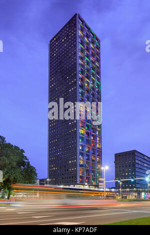 TILBURG-JULY 15, 2017. West Point, with 141.6 meter tallest residential tower in town. After completion (2004) the highest Dutch residential building. Stock Photo