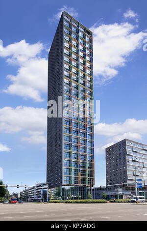 TILBURG-JULY 17, 2017. West Point, with 141.6 meter tallest residential tower in town. After completion (2004) highest Dutch residential building,. Stock Photo