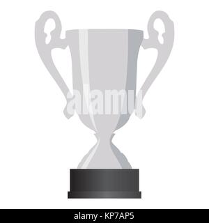 Silver winner cup second place on white background. Vector Illustration. Stock Vector