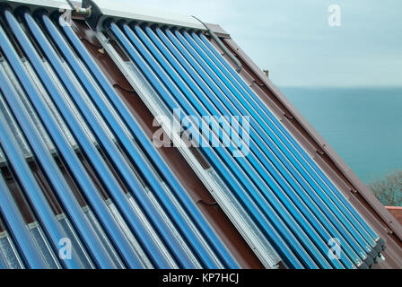 Vacuum solar water heating system Stock Photo