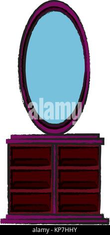 dressing table with mirror icon Stock Vector