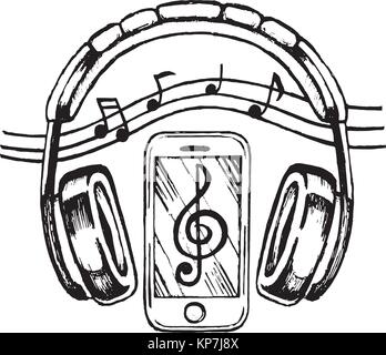 Headphones and smartphone Stock Vector
