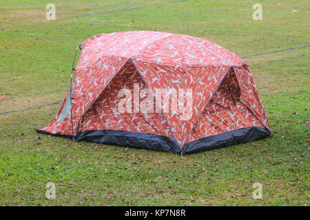 tent on campground in morning Stock Photo