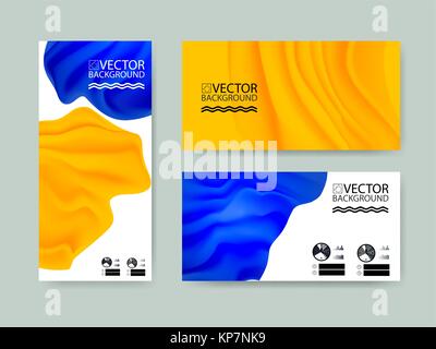 Marble trendy illustration backgrounds, placards with abstract liquid shapes, geometric style flat and 3d design elements. Retro art for covers, banne Stock Vector