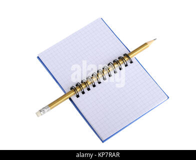 Notebook with pencil on a white background Stock Photo