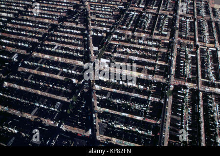 Blocks and blocks or row houses in a poor neighborhood in Philadelphia, PA