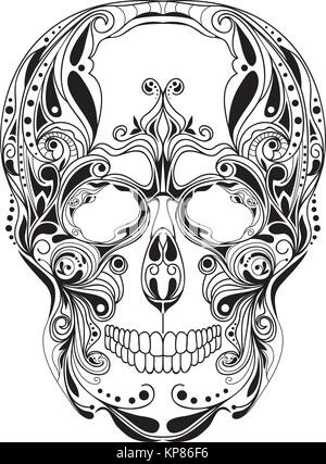 Human skull patterned, art, design, ornament, Stock Vector