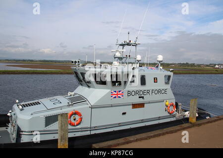 HMC Active, a 20 metre coastal patrol vessel operated by the UK Border Force, berthed at Irvine Harbour in Ayrshire. Stock Photo