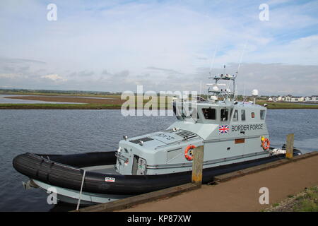 HMC Active, a 20 metre coastal patrol vessel operated by the UK Border Force, berthed at Irvine Harbour in Ayrshire. Stock Photo