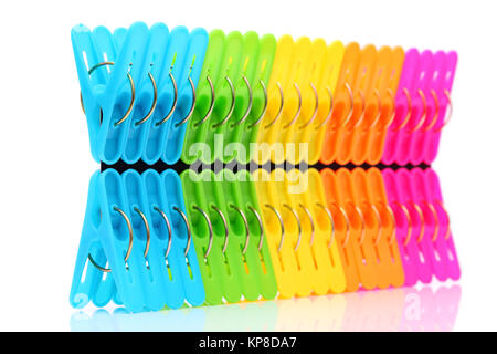 Colorful plastic clothespins Stock Photo