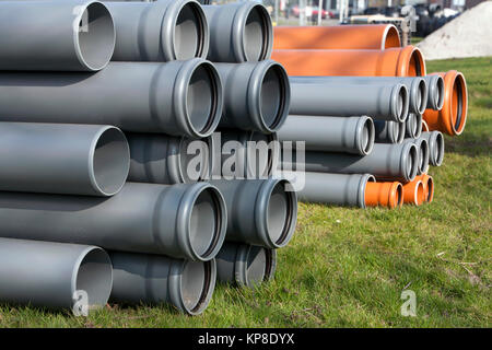 Construction equipment - pvc pipes Stock Photo