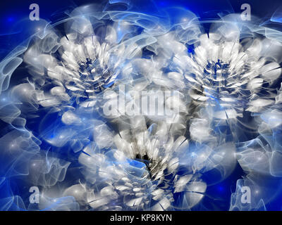 Abstract white chrysanthemum fractal computer-generated image Stock Photo