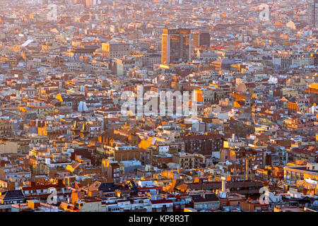 view over the rooftops of barcelona in the early morning Stock Photo