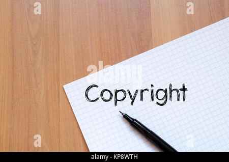 Copyright write on notebook Stock Photo