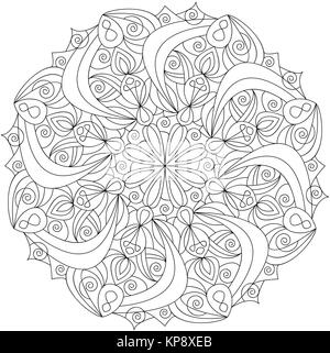mandala,original coloring book for adults,an aid to meditation,to rest Stock Photo