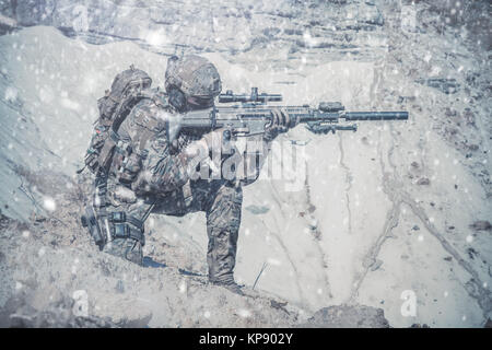 Army ranger in the mountains Stock Photo