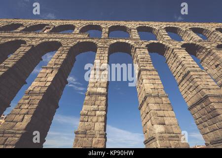 the famous ancient aqueduct in segovia,castilla y leÃ³n,spain Stock Photo