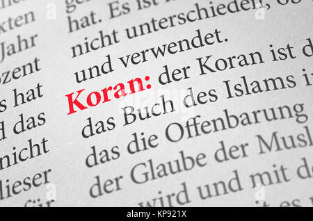 dictionary with the term koran Stock Photo