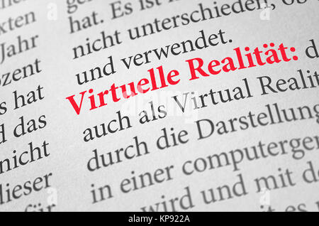 dictionary with the term virtual reality Stock Photo