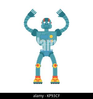 Robot confused emoji oops. Cyborg perplexed emotions. Robotic surprise. Vector illustration Stock Vector