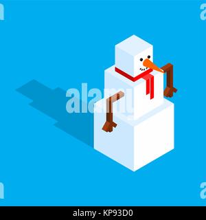 Snowman isometric style. Christmas and New Year Vector illustration Stock Vector