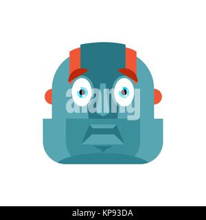 Robot scared OMG avatar. Cyborg Oh my God emoji. Frightened Robotic man. Vector illustration Stock Vector