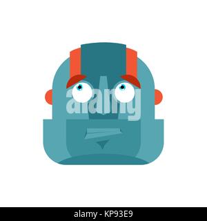 Robot confused emoji oops face avatar. Cyborg perplexed emotions. Robotic surprise. Vector illustration Stock Vector