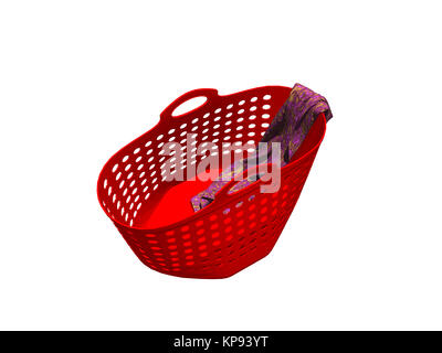 optional red plastic laundry basket Stock Photo