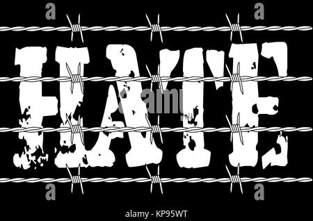 Hate With Barbed Wire Stock Photo