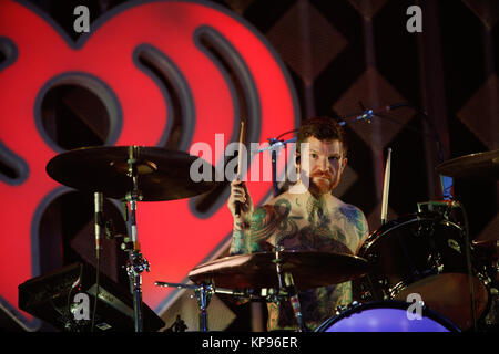 Fall Out Boy performs at the 99.5FM Jingle Ball presented by Capital One at the Capital One Center in Washington D.C. on 12/11/17 Stock Photo