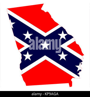 Georgia Map And Confederate Flag Stock Photo