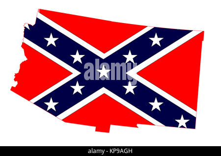 Arizona Map And Confederate Flag Stock Photo