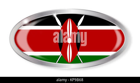 Kenya Flag Oval Button Stock Photo