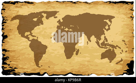 World Map On Parchment Stock Photo - Alamy