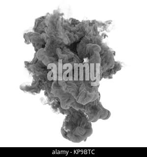 grey ink in water on isolated white in 3D rendering Stock Photo