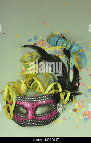 carnival mask,confetti and streamer Stock Photo