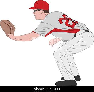 Baseball Pitcher - Retro Clipart Illustration Stock Vector Image & Art -  Alamy