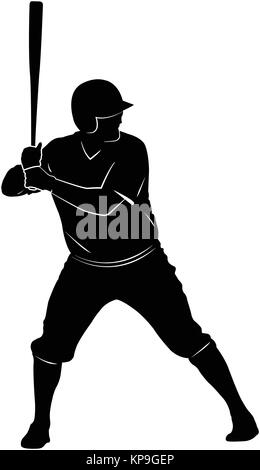 baseball player silhouette - vector Stock Vector