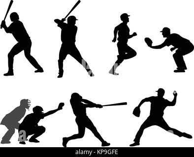 baseball silhouettes collection 3 - vector Stock Vector