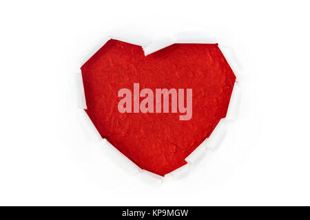 heart love ripped on white background Stock Photo