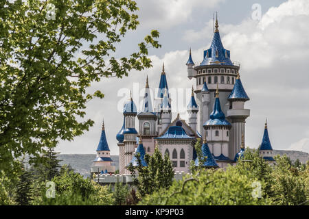 Fairytale Castle Behind Trees in Public Cultural Park, Eskisehir Stock Photo