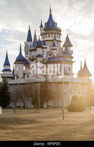 Fairytale Castle with Lens Flare in Public Cultural Park, Eskisehir Stock Photo