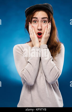 Close-up portrait of surprised beautiful girl Stock Photo