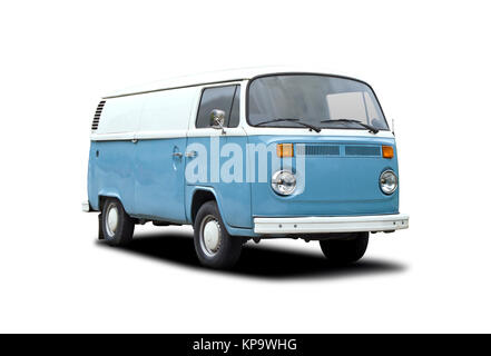 Green van camper side view isolated on white background Stock Photo